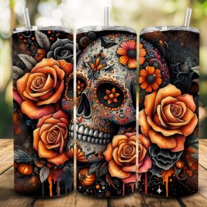 Halloween sugar skull tumbler