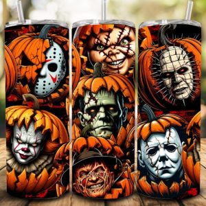 Horror Characters pumpkin tumbler