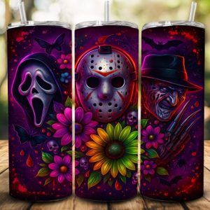 Neon Floral Horror tumbler