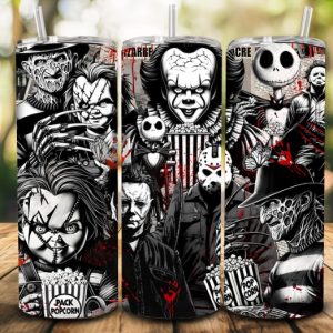 Black and white horror tumbler